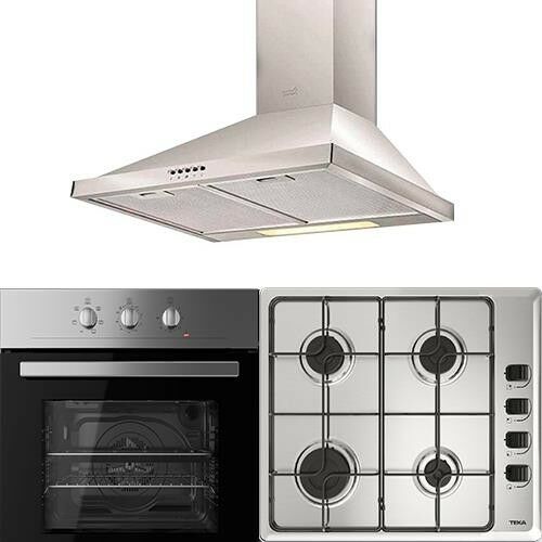 Teka Ankastre Inox Set, CHEF 1, HE 715 SS Ankastre Fırın, HLX 640 Ankastre Ocak, DF 60 Davlumbaz, Inox