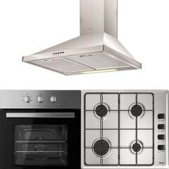 Teka Ankastre Inox Set, CHEF 1, HE 715 SS Ankastre Fırın, HLX 640 Ankastre Ocak, DF 60 Davlumbaz, Inox