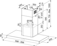 Franke FCR 925 TC BK/XS NG/900 Siyah Cam İnox Davlumbaz
