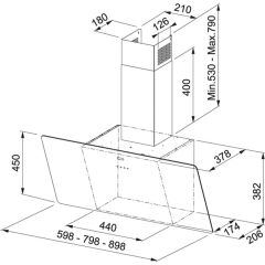 Franke FPJ 915 V BK/SS Siyah Cam İnox Çerçeve Davlumbaz