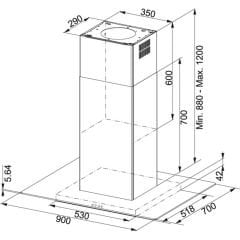 Franke FGL 915 I BK XS/900 Siyah Cam İnox Davlumbaz