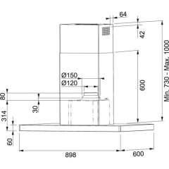 Franke FCR 925 I TC BK XS Siyah Cam Çerçeve İnox Davlumbaz
