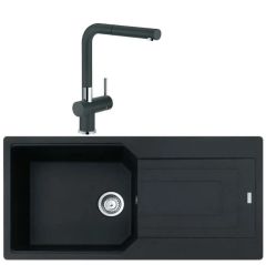 URBAN UBG 611-100 TEK GÖZLÜ GRANİT NERO EVİYE ACTIVE PLUS DOCCIA 2.0 NERO ARMATÜR KAMPANYALI SET