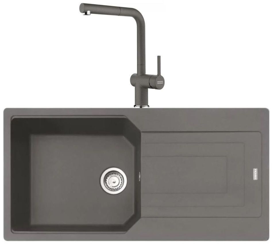 URBAN UBG 611-100 TEK GÖZLÜ GRANİT STONE GREY EVİYE ACTIVE PLUS DOCCIA 2.0 STONE GREY ARMATÜR KAMPANYALI SET