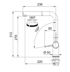 URBAN UBG 611-86 TEK GÖZLÜ GRANİT NERO EVİYE ACTIVE PLUS DOCCIA 2.0 NERO ARMATÜR KAMPANYALI SET