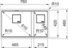 FRANKE KUBUS 2 KNG 160-46-21  MAT SİYAH EVİYE