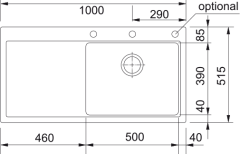 FRANKE MYTHOS MTG 611-100 STONE GRİ SOL DAMLALIK EVİYE